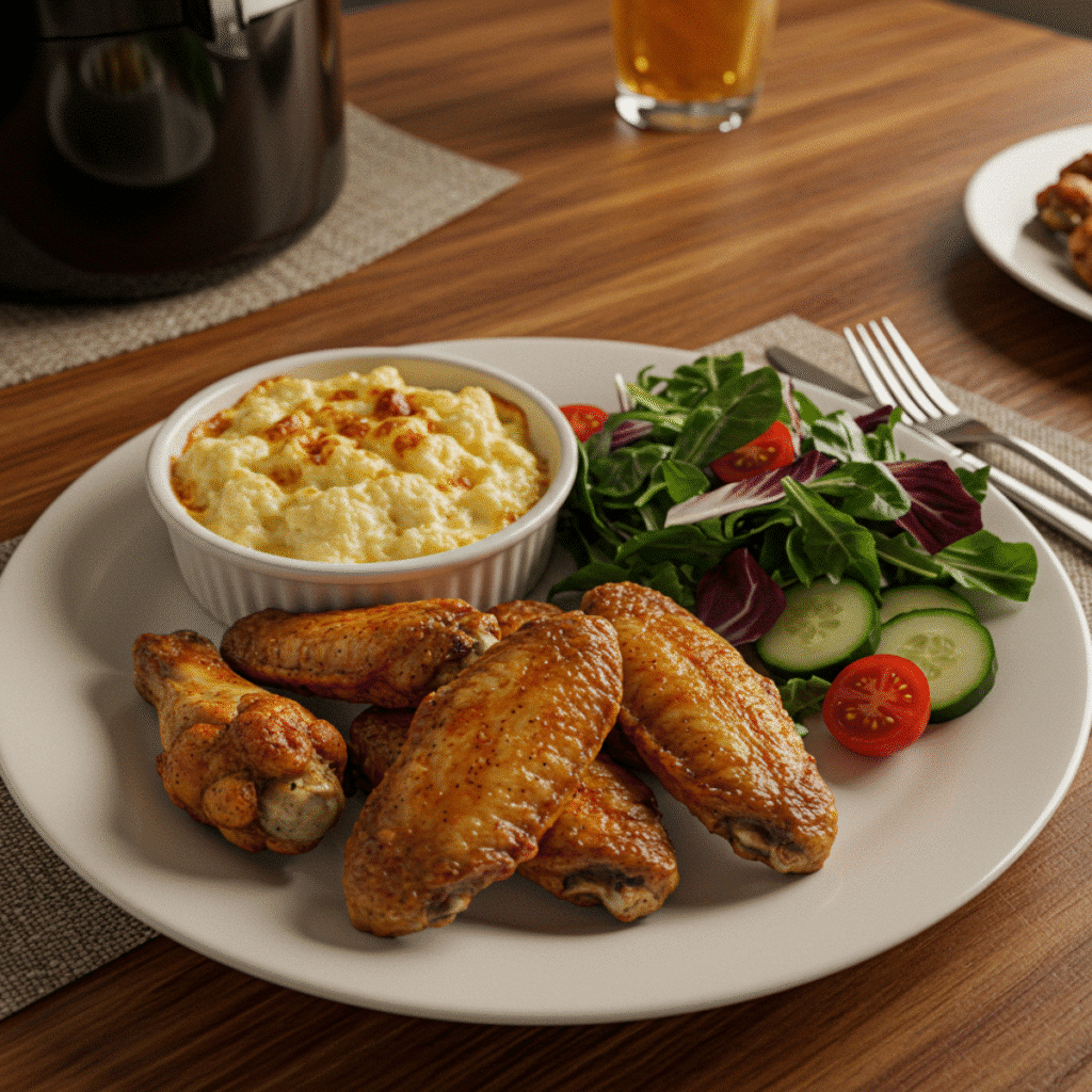 Serving Gordon Ramsay air fryer chicken with sides