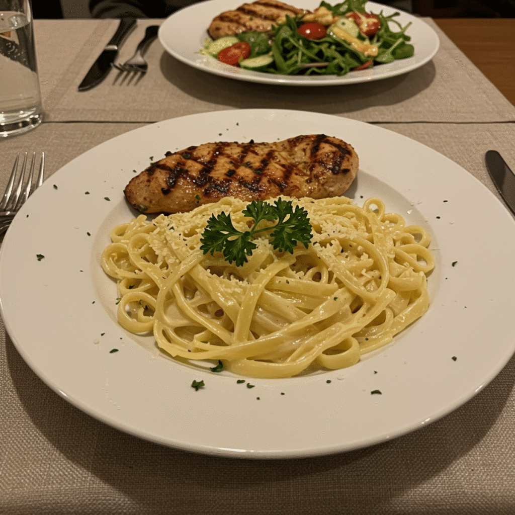Plated Gordon Ramsay Alfredo Sauce with pasta