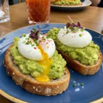 Gordon Ramsay avocado toast with poached eggs on sourdough