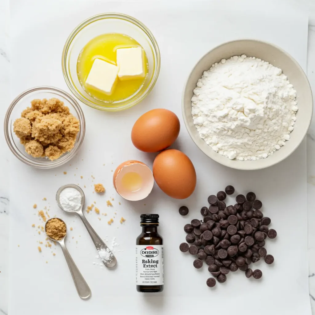 Ingredients for Gordon Ramsay Blondies on baking surface