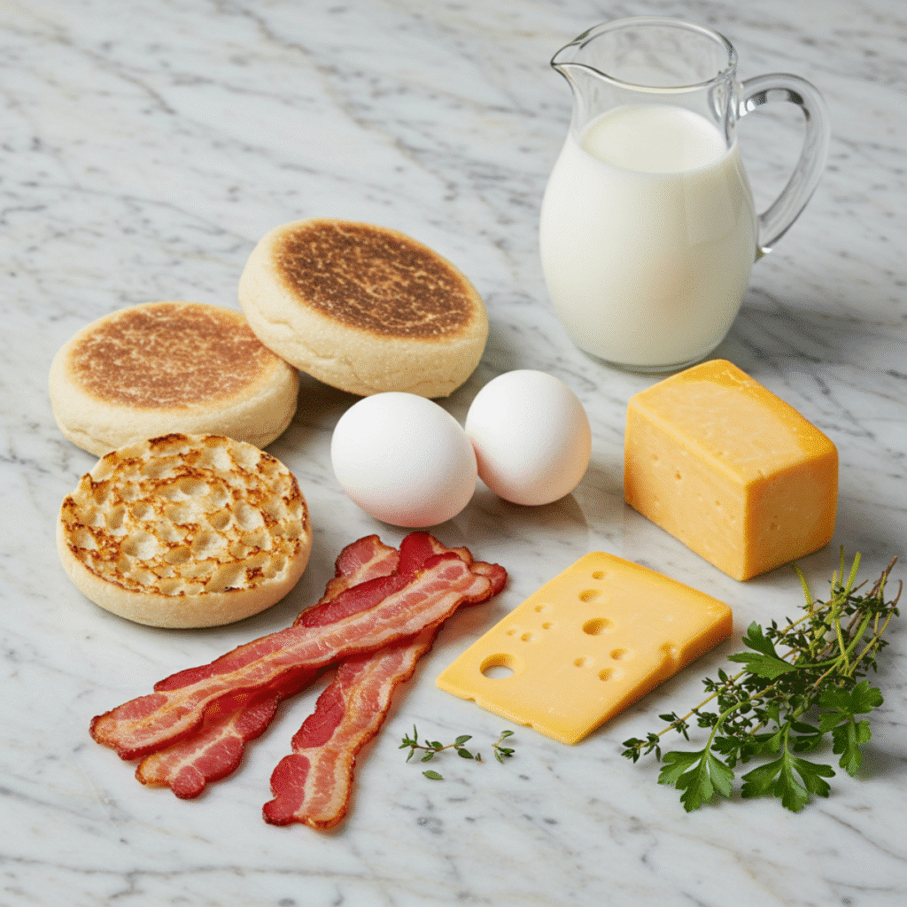 Ingredients for Gordon Ramsay breakfast sandwich