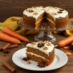Slice of Gordon Ramsay Carrot Cake served on a white plate
