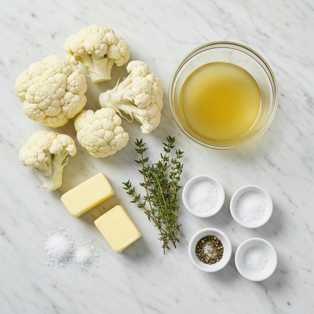 Ingredients for Gordon Ramsay cauliflower puree recipe