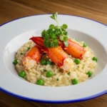 Gordon Ramsay lobster risotto with green peas and lobster claw