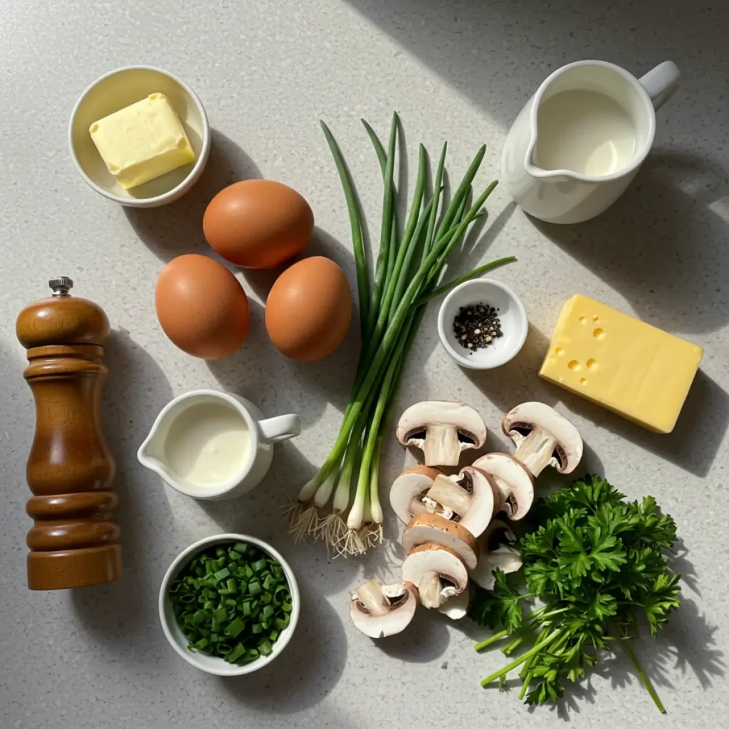 Gordon Ramsay Omelette ingredients on kitchen counter