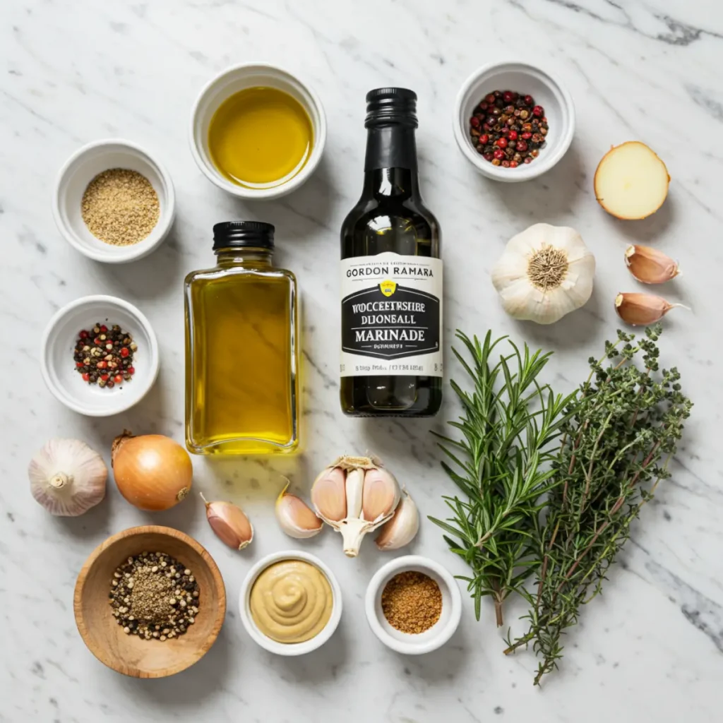 Gordon Ramsay steak marinade ingredients layout