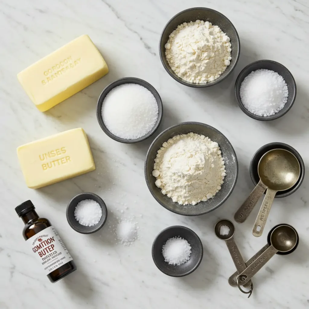 Ingredients for Gordon Ramsay Shortbread Cookies