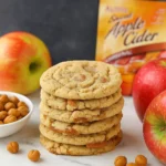 Caramel Apple Cider Cookies stacked on plate