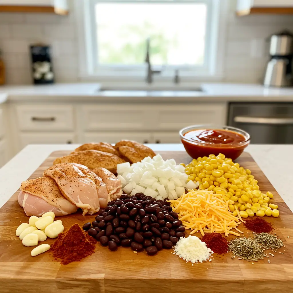 chicken enchilada soup ingredients laid out
