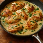 Chicken Florentine ingredients on wooden table