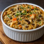 Chicken Wild Rice Casserole baked dish