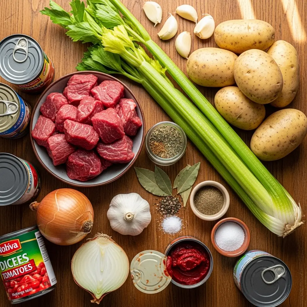 Cowboy Soup ingredients on wooden table
