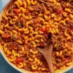 Creamy Beef Goulash with Elbow Macaroni and Cheddar