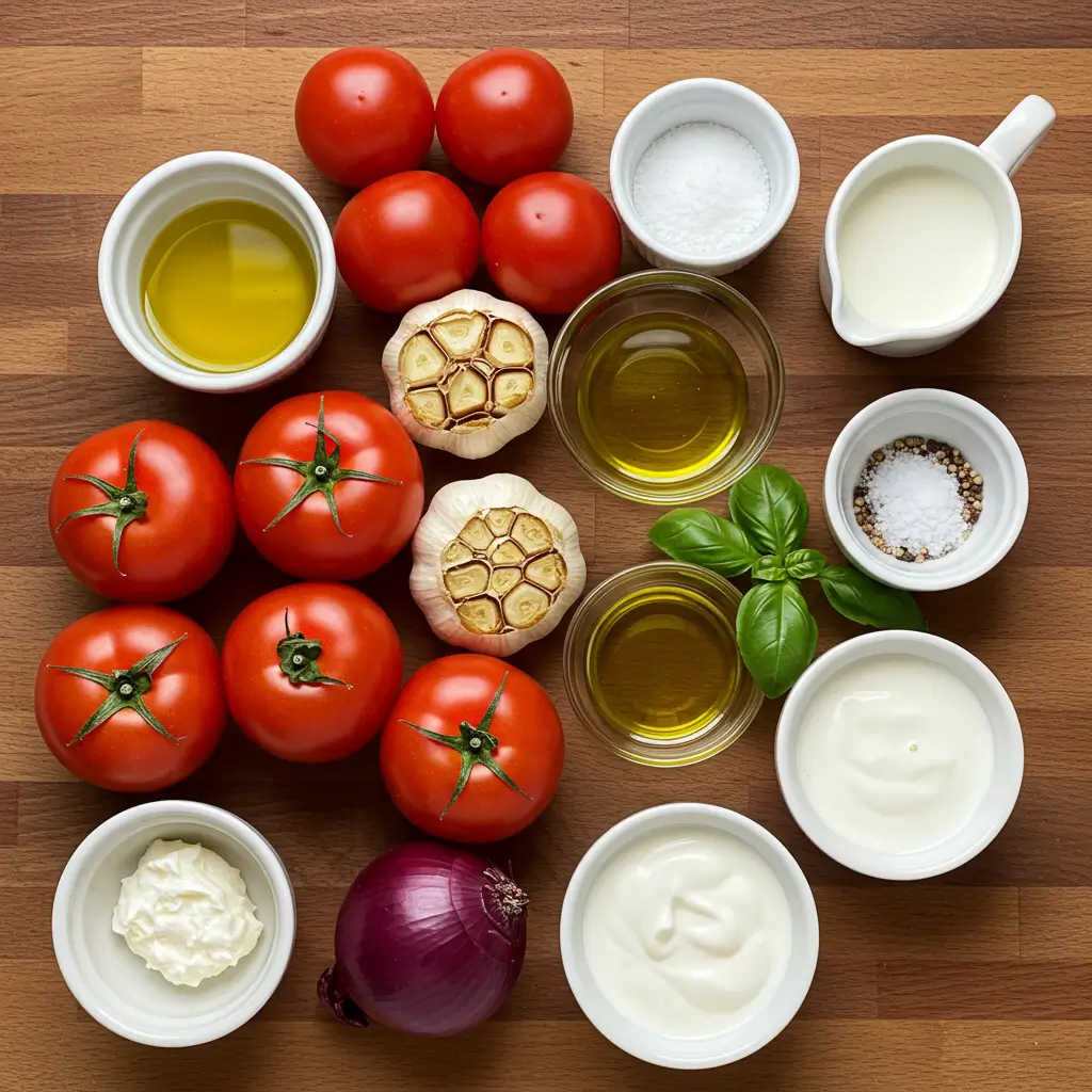 Ingredients for Creamy Roasted Garlic Tomato Soup