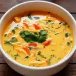 Crockpot Thai Coconut Chicken Soup in bowl