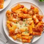 Ground Turkey Baked Rigatoni featured casserole with melted cheese