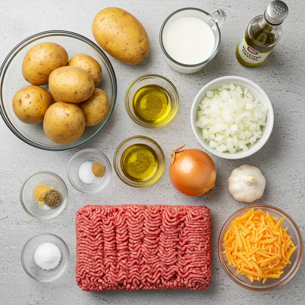 Ingredients for Hamburger Potato Casserole