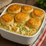 Homemade Chicken Pot Pie Casserole fresh out of the oven