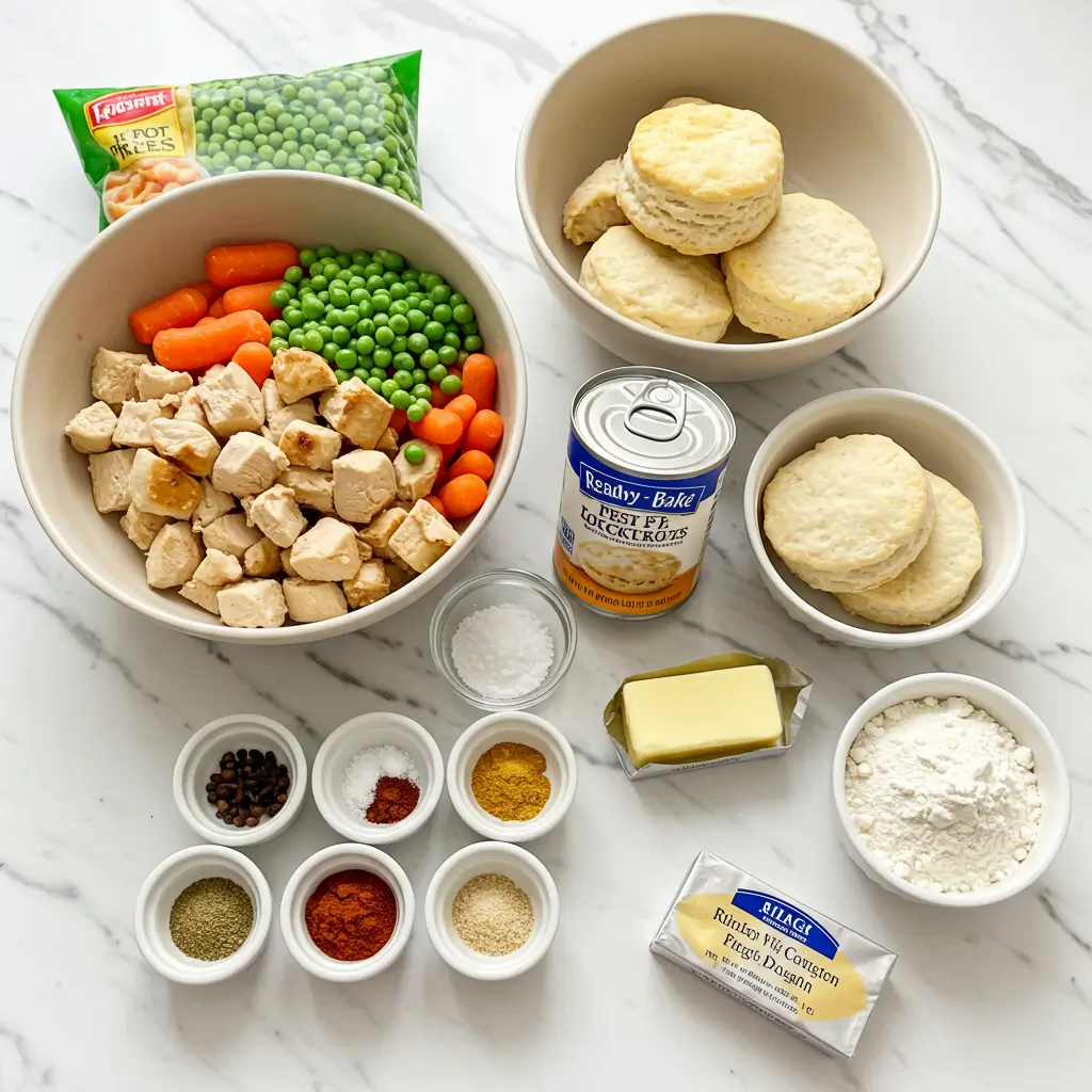 Ingredients for Homemade Chicken Pot Pie Casserole