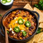 Homemade Chili Recipe Bowl with Toppings