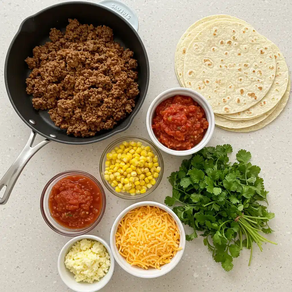 Ingredients for layered burrito casserole