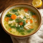 Lemon Chicken Soup Recipe in a rustic bowl