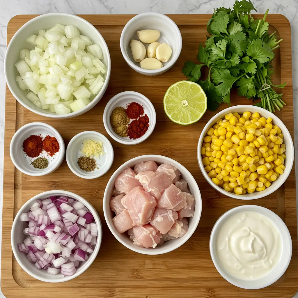 Ingredients for Mexican Street Corn White Chicken Chili
