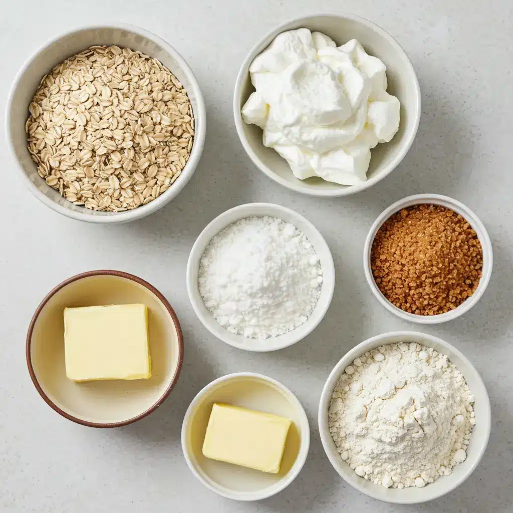 Ingredients for homemade oatmeal cream pies laid out on a table
