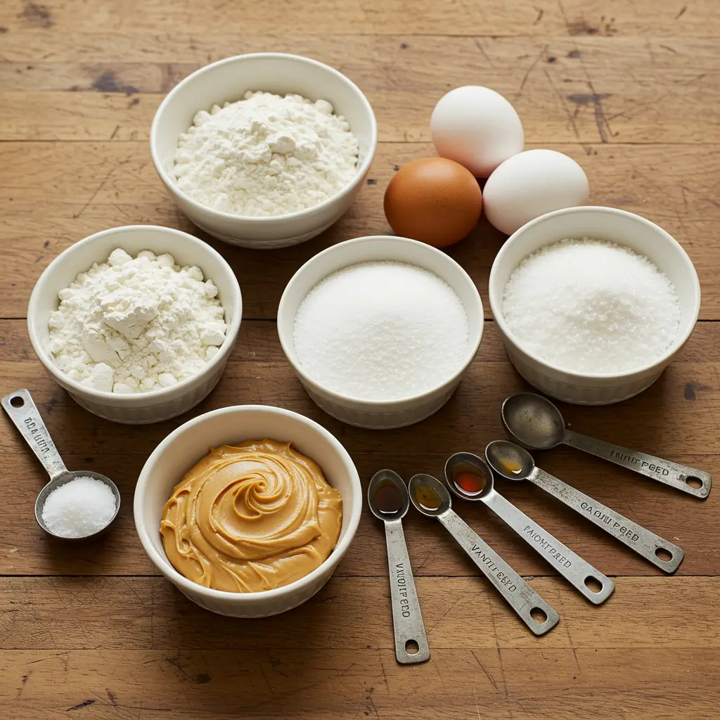 ingredients for old-fashioned peanut butter cookies