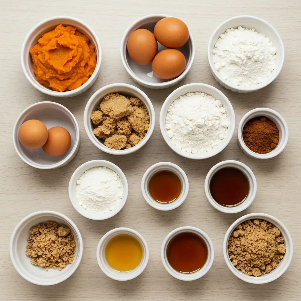 Pumpkin Bread with Maple Glaze ingredients layout
