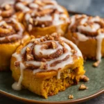 Pumpkin Cinnamon Rolls fresh from oven