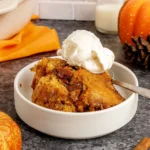 Pumpkin Cobbler served warm with ice cream