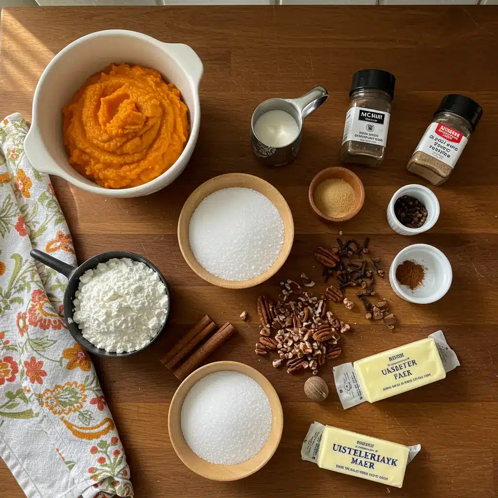 Pumpkin Cobbler ingredients on a counter