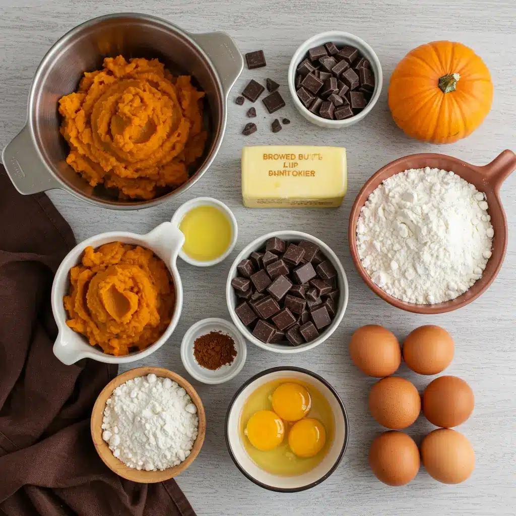 Pumpkin Chocolate Chip Cookie Ingredients flat lay