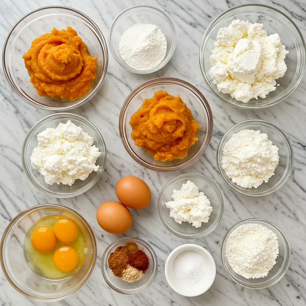 Ingredients for Pumpkin Cottage Cheese Muffins