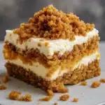 Pumpkin Crunch Cake with whipped cream topping