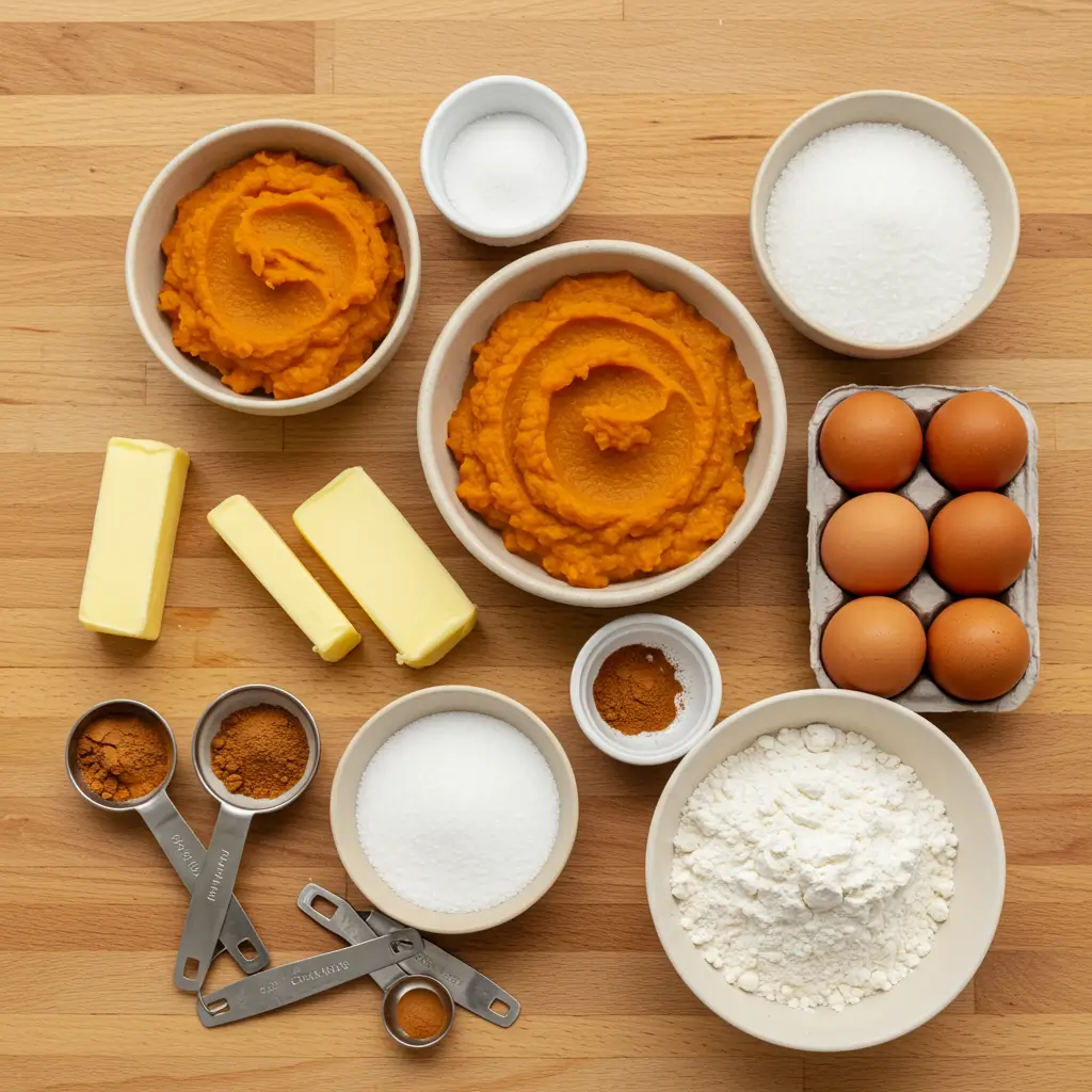 Pumpkin Muffins ingredients on a counter