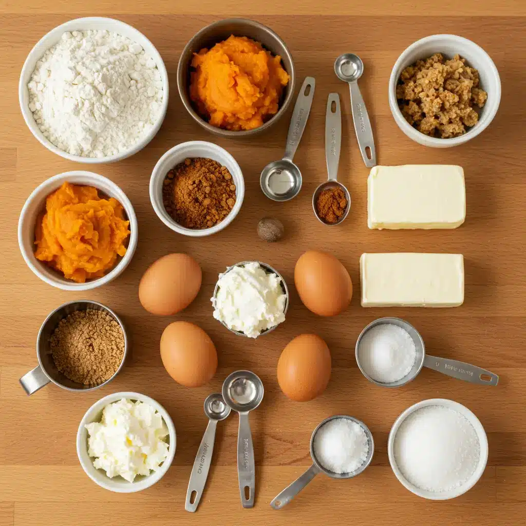 Pumpkin Pie Cookie ingredients on a wooden table