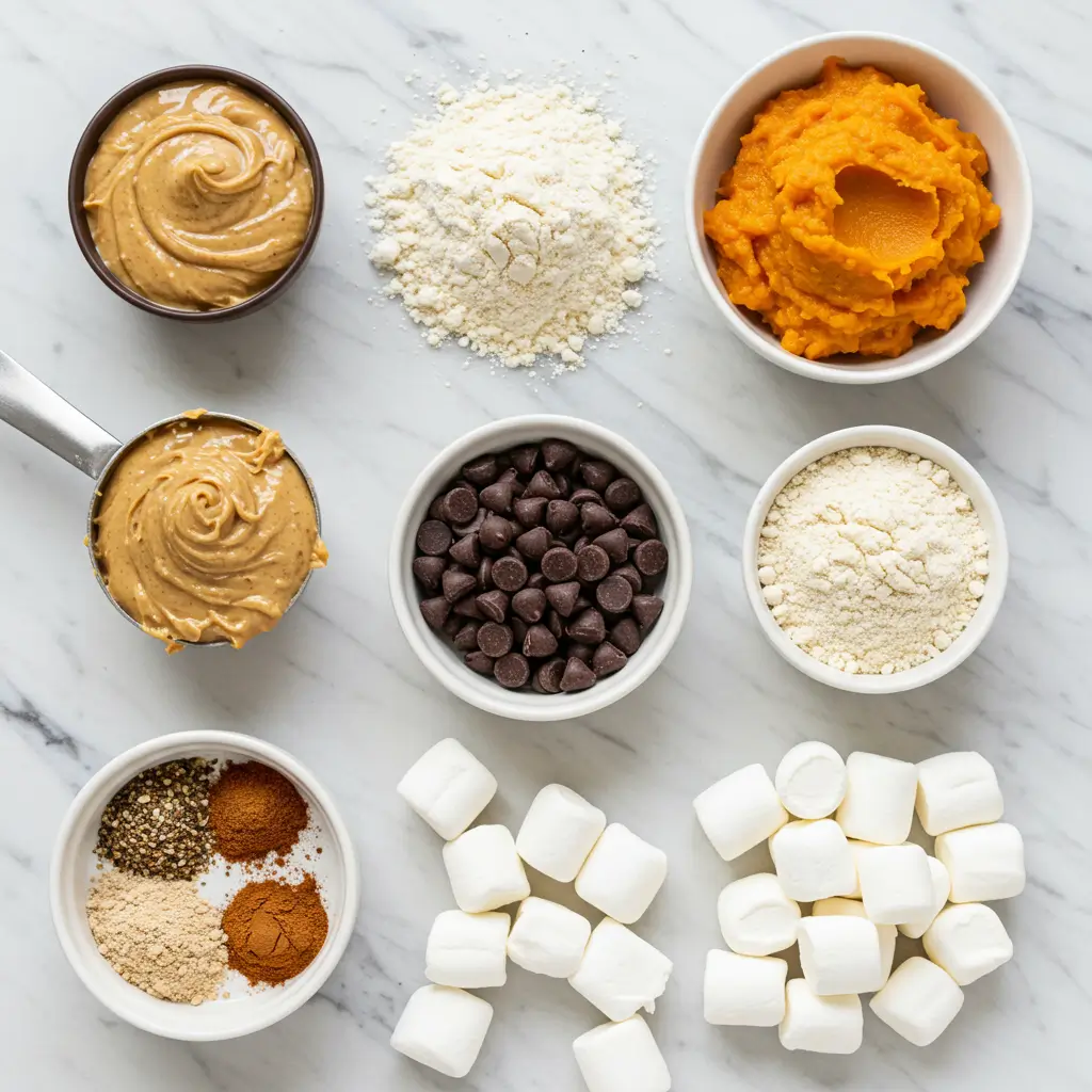 Ingredients for Pumpkin S’mores Cookies