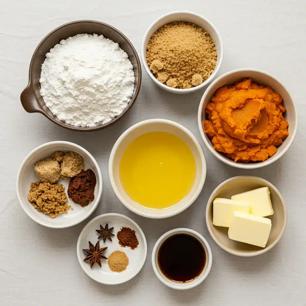 pumpkin spice cookie ingredients flat lay