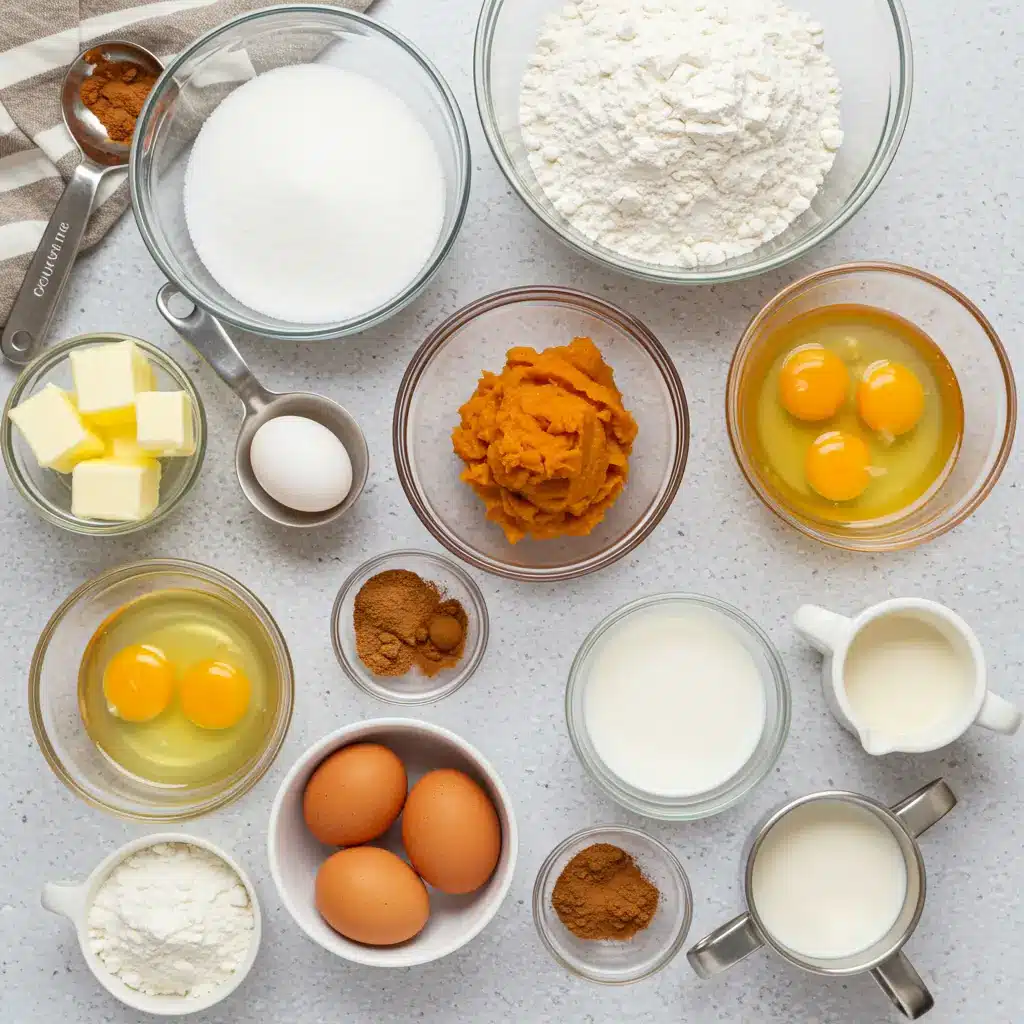 Snickerdoodle Pumpkin Bread ingredients arranged on table
