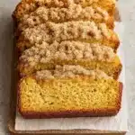 Spiced Pumpkin Bread with Streusel Topping on board