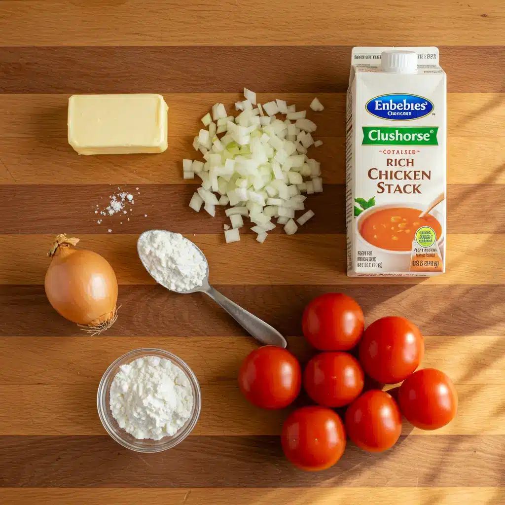 Ingredients for Tomato Soup with Cheddar Bay Dumplings