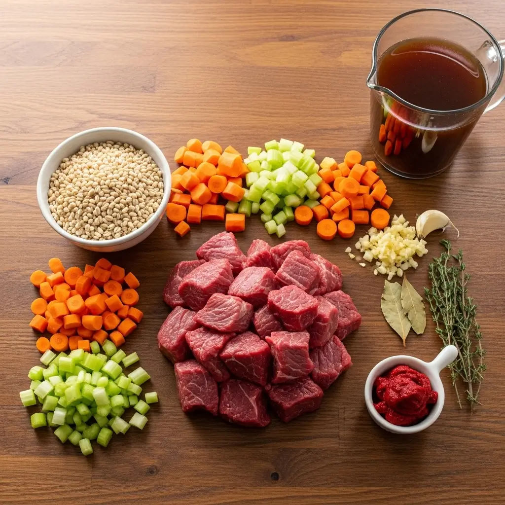 Ingredients for Slow Cooker Beef and Barley Soup
