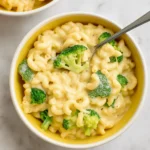 Broccoli Mac and Cheese in rustic bowl