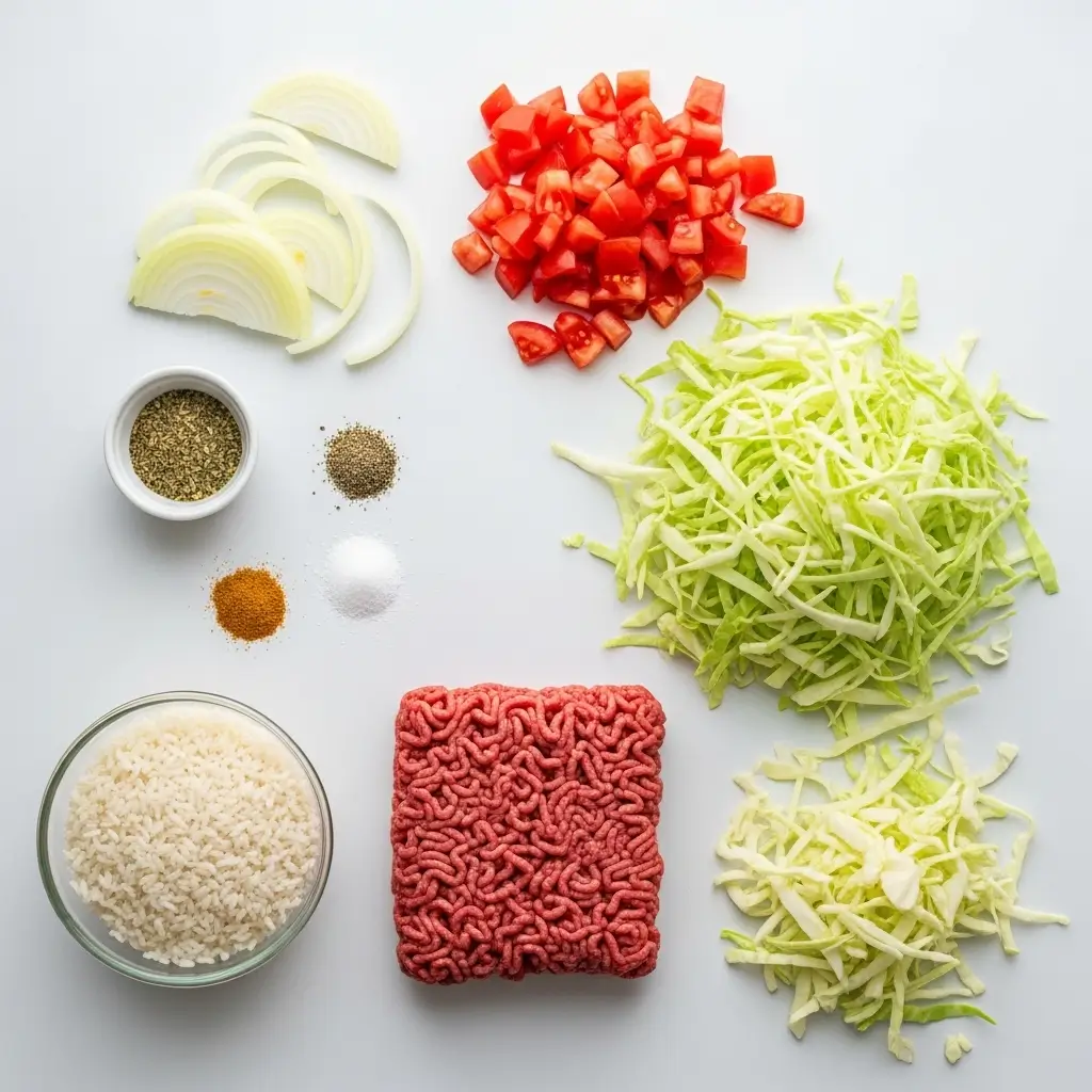 Ingredients for Cabbage Beef Bake Recipe