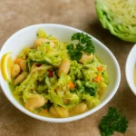Cabbage Soup with Lemon-Dill and White Beans in bowl
