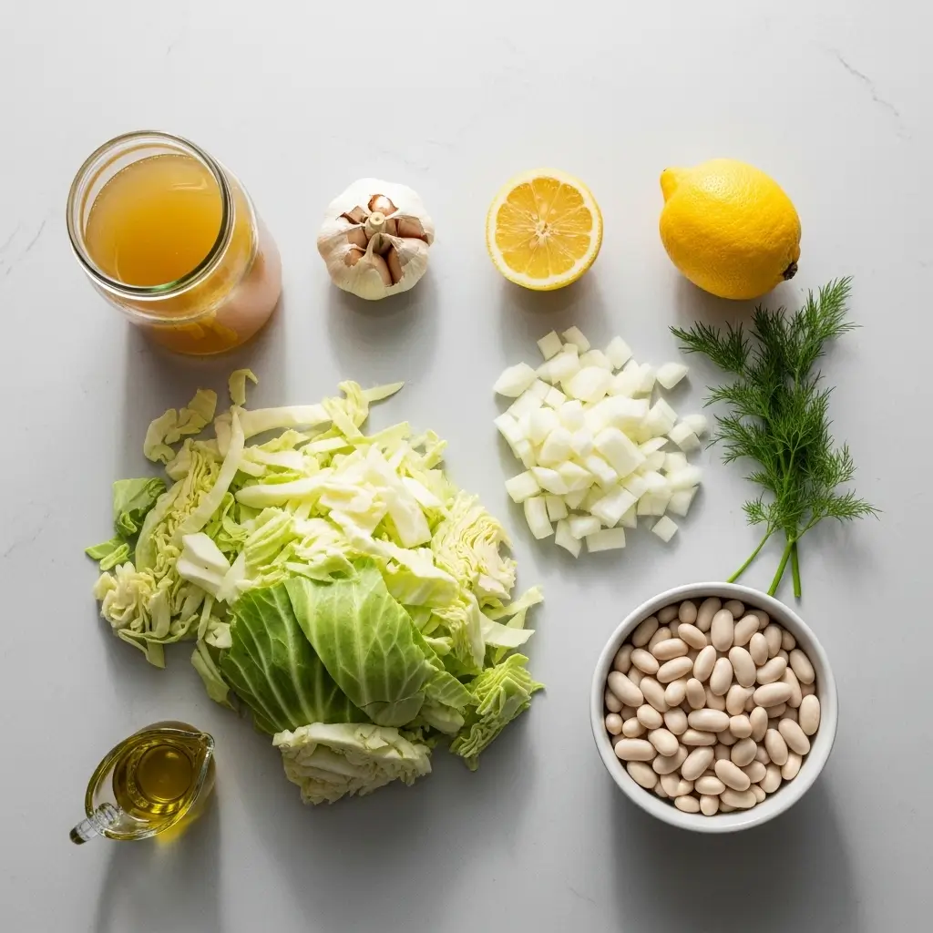 Ingredients for Cabbage Soup with Lemon-Dill and White Beans