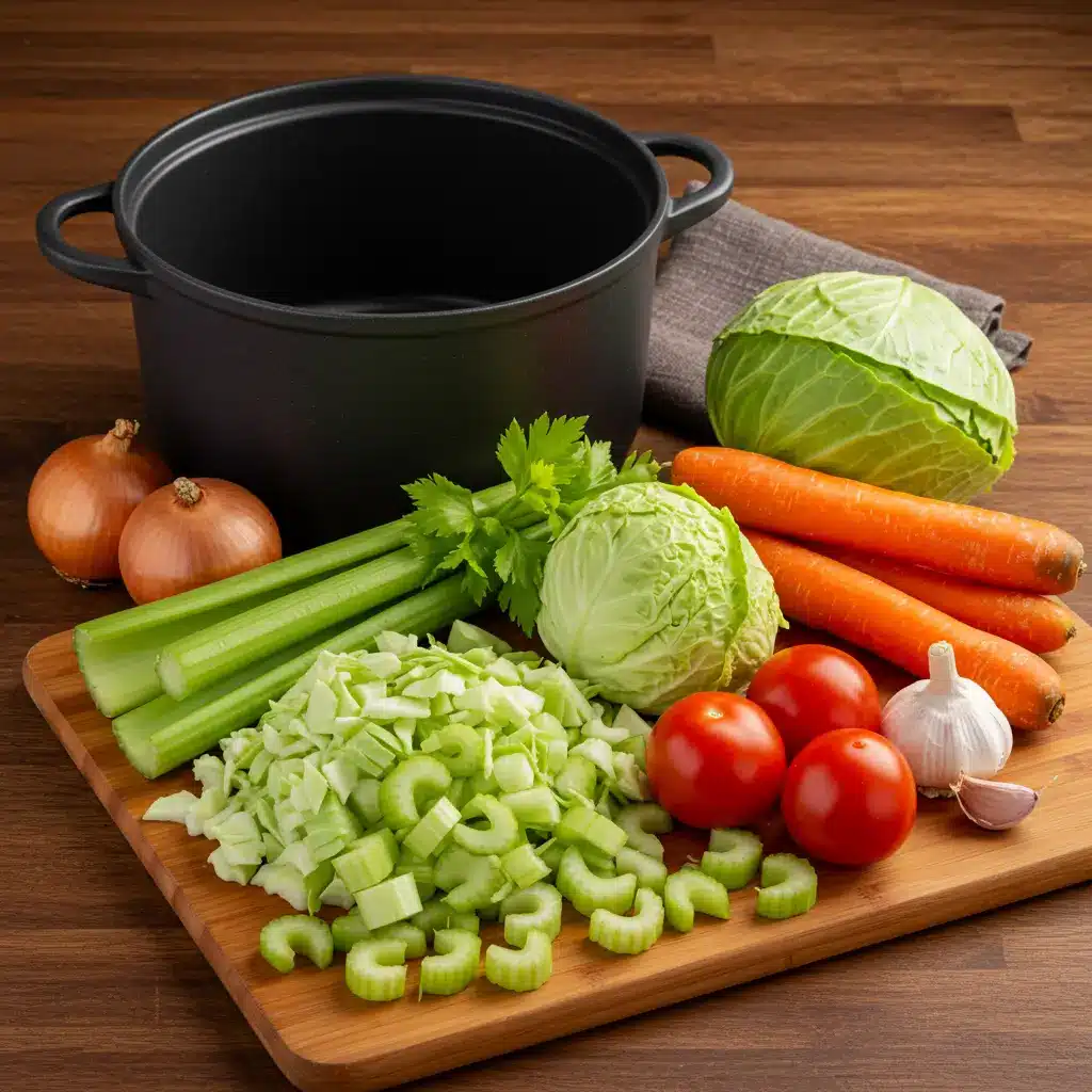 Cabbage soup served with bread