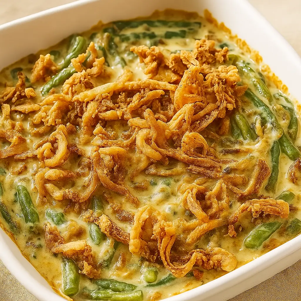 Ingredients for Campbells Green Bean Casserole laid out